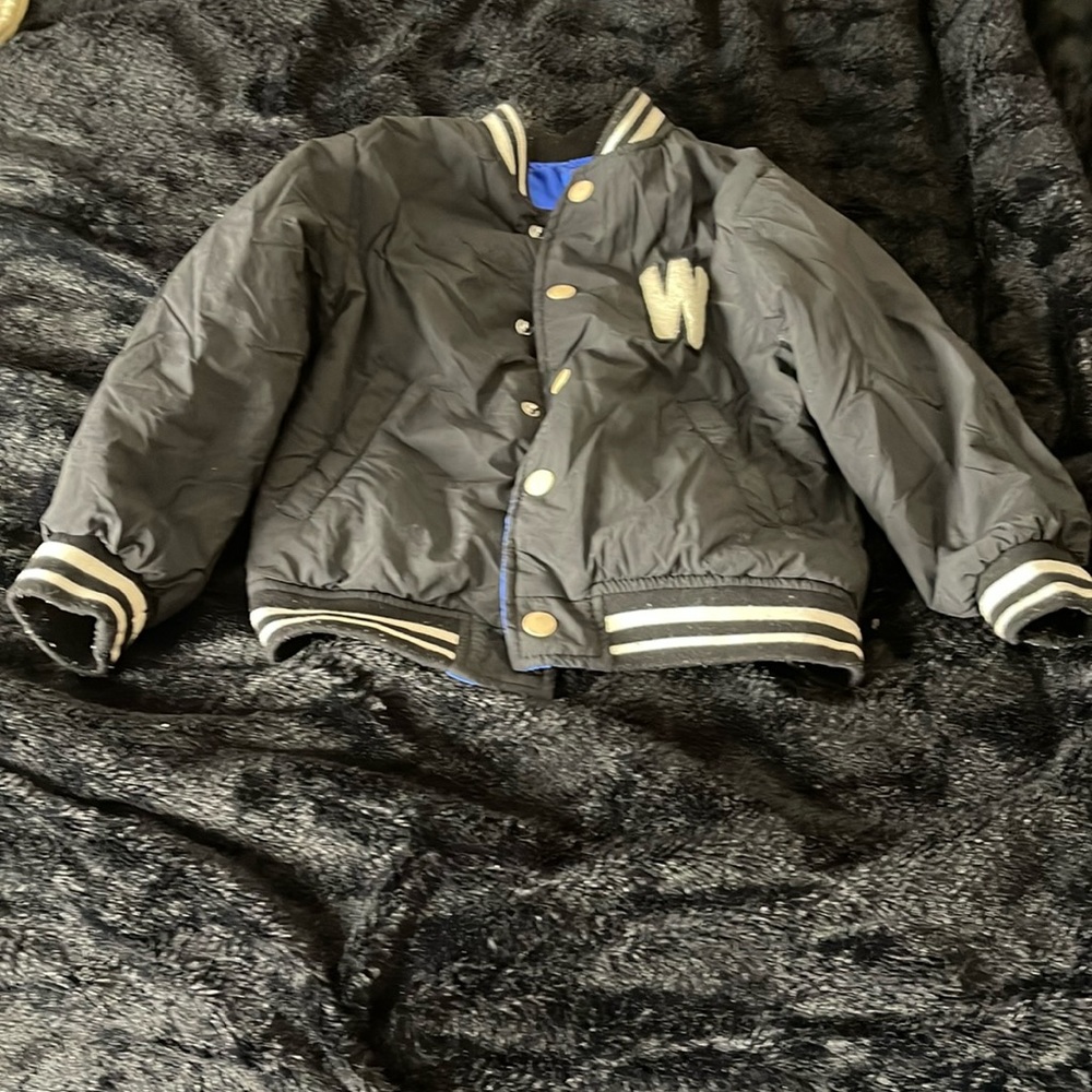 Zara Boy’s 2-3 YRS Blue/White Jacket Reversible Water-Repellent Short Lng Sleeve